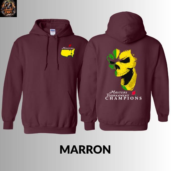 [Made in the USA] Double-sided Hooded T-shirt-Hoodie with a skull print of the Masters Tournament champion, Augusta golf graphic T-shirt, classic golf skull T-shirt, personalized gift for male and female golfers.