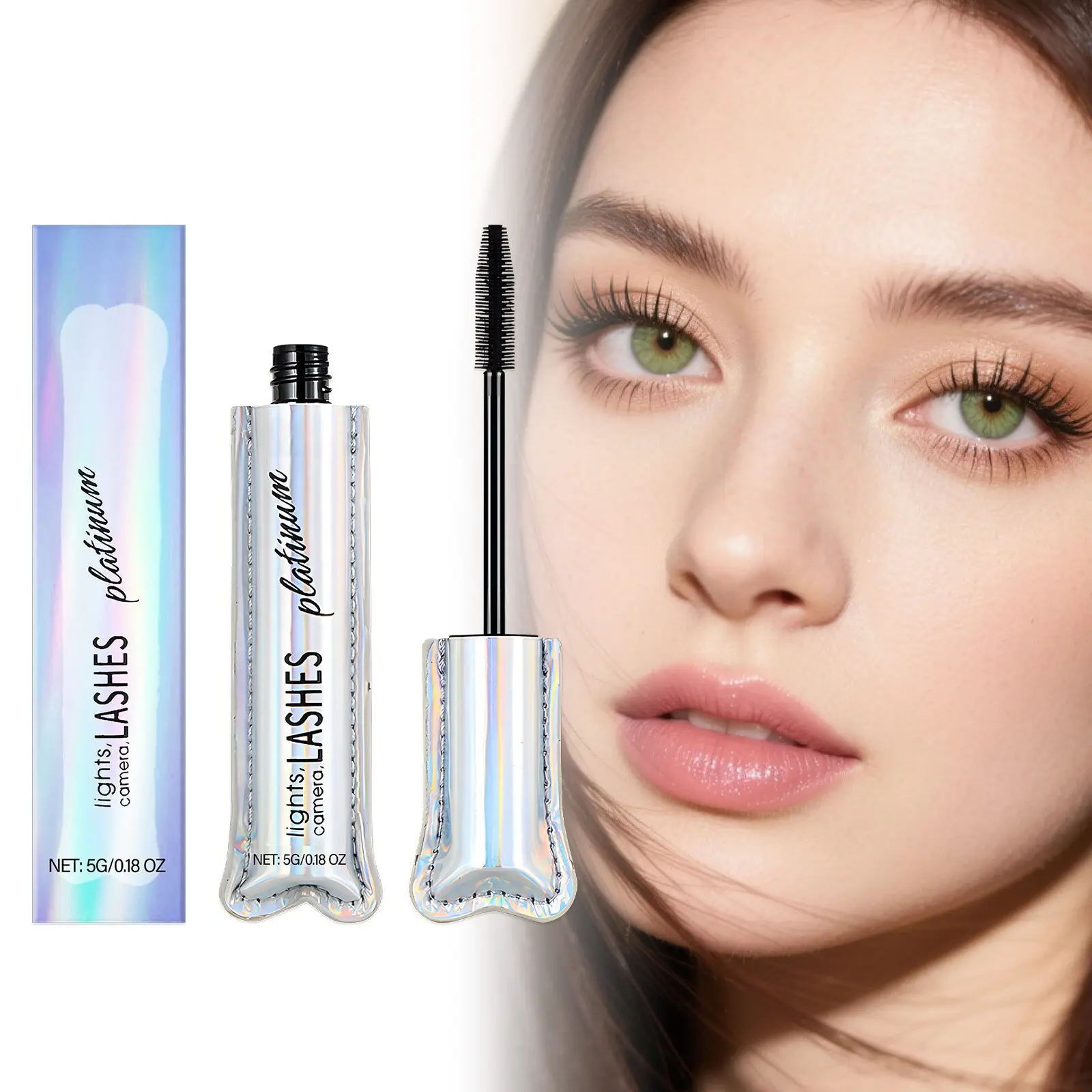 Black Waterproof Liquid Mascara - Lengthening, Curling Effect, Durable Smudgeproof Clump-Free Formula, Z-Shape Swipe, Degenerated Ethanol, Acrylic Esters, Ethylhexyl Acrylate Copolymer for Daily Eye Make-Up Cosmetics