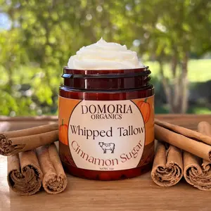 Domoria Organics Holiday Edition Cinnamon Sugar Whipped Tallow 100% Grass Fed & Finished, Pumpkin Spice