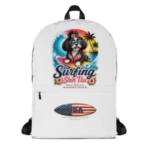 Royal Shih Tzu Patriotic Backpack – Female Surfing Dog USA Edition