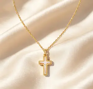 Simple Summer Cross Pendant Necklace — Minimalist Small Pendant Necklace