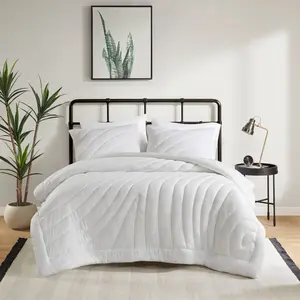 Urban Habitat Twin/Twin Extra Long Hudson Poly Jersey Puffy Ultra Soft Modern Comforter Set White: Hypoallergenic, OEKO-TEX Certified