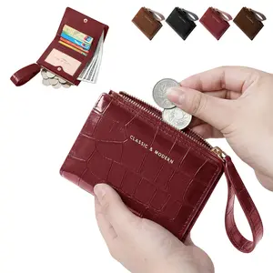 Women's Minimalist Leather Plain Color Short Wallet,Compact Portable Bifold Wallet,RFID Blocking Card Holder with Zipper, Coin Pocket,Elegant Minimalist Design for Daily Use Wallets Women