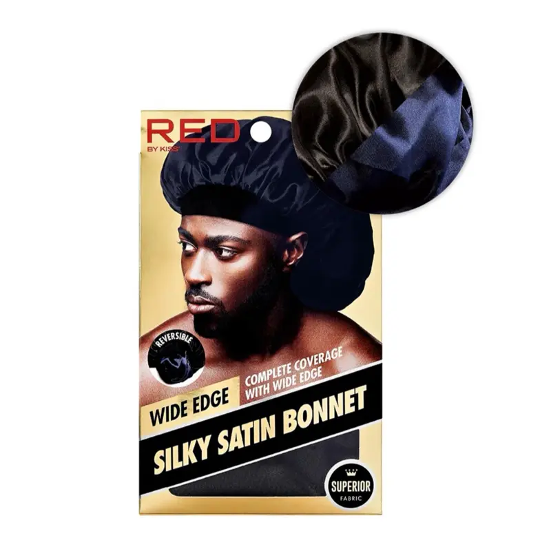 Red By Kiss• Silly Satin Bonnet wide edge• Reversible LUXURY/BLACK Fabric Superior hair sponge