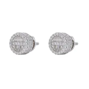 Circle Baguette Infill Fully Iced VVS Moissanite Daimond Earrings men woman