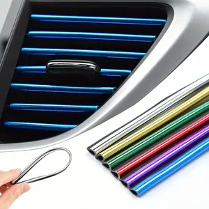 10pcs Car Air Vent Decorative Accessories, U-Shaped Electroplated Bright Strips, Soft Easy Installation, Enhance Interior Beauty, Car Interior Accessory