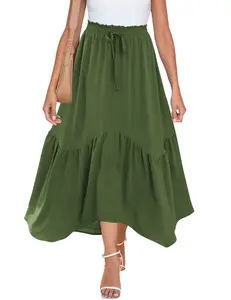 ZEAGOO Long Skirts for Women High Waist A Line Skirt Casual Flowy Tiered Skirt with Pockets Summer Floral Boho Skirt