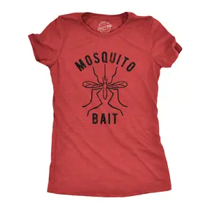 Womens Mosquito Bait T Shirt Funny Camping Campfire Outdoors Bug Bite Graphic Novelty Tee Funny Womens T Shirts Cute Vintage Fashion Casual Ladies T-Shirt Gift Funny Camping Top Women's Novelty Tees Red
