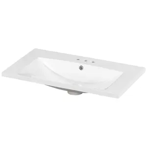 30" Single Bathroom Basin Sink, Vanity Top Only, 3-Faucet Holes, Resin (REPLACE WF 305076 AAK)