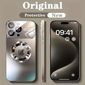 Phone Case, Shockproof Protective Cover: 3pcs [1 Phone Cover & 2 Clear Screen Protectors] Matte Titanium Case for iPhone 17 Pro Max, 17 Pro, 17, 16, 15, 14, 13, 12, 11 Pro Max with Magnetic Wireless Charging Compatibility and Shockproof Glass Camera Lens