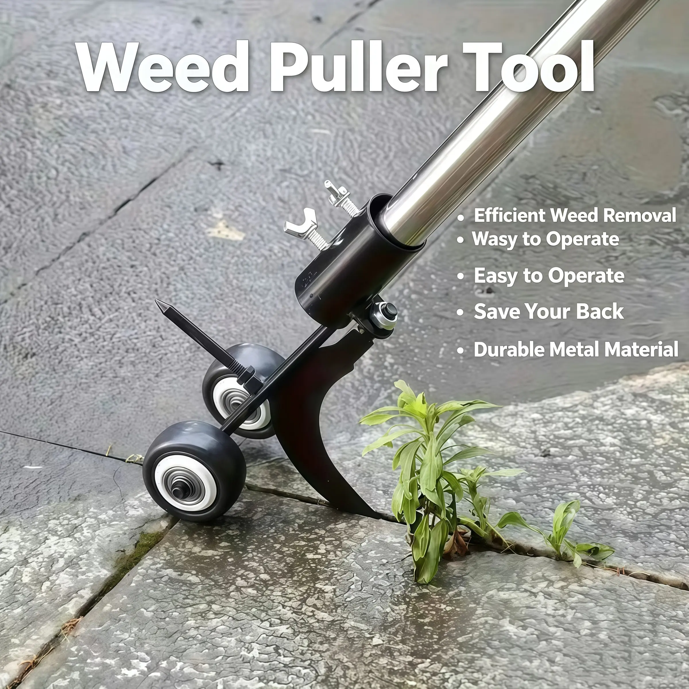 Manual Crack Weed Puller Tool with Wheel, Garden Path Sidewalk Paver Gap Weeder, Effortless Weed Removal, One Piece Set, Garden Tools