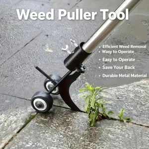 Manual Crack Weed Puller Tool with Wheel, Garden Path Sidewalk Paver Gap Weeder, Effortless Weed Removal, One Piece Set, Garden Tools