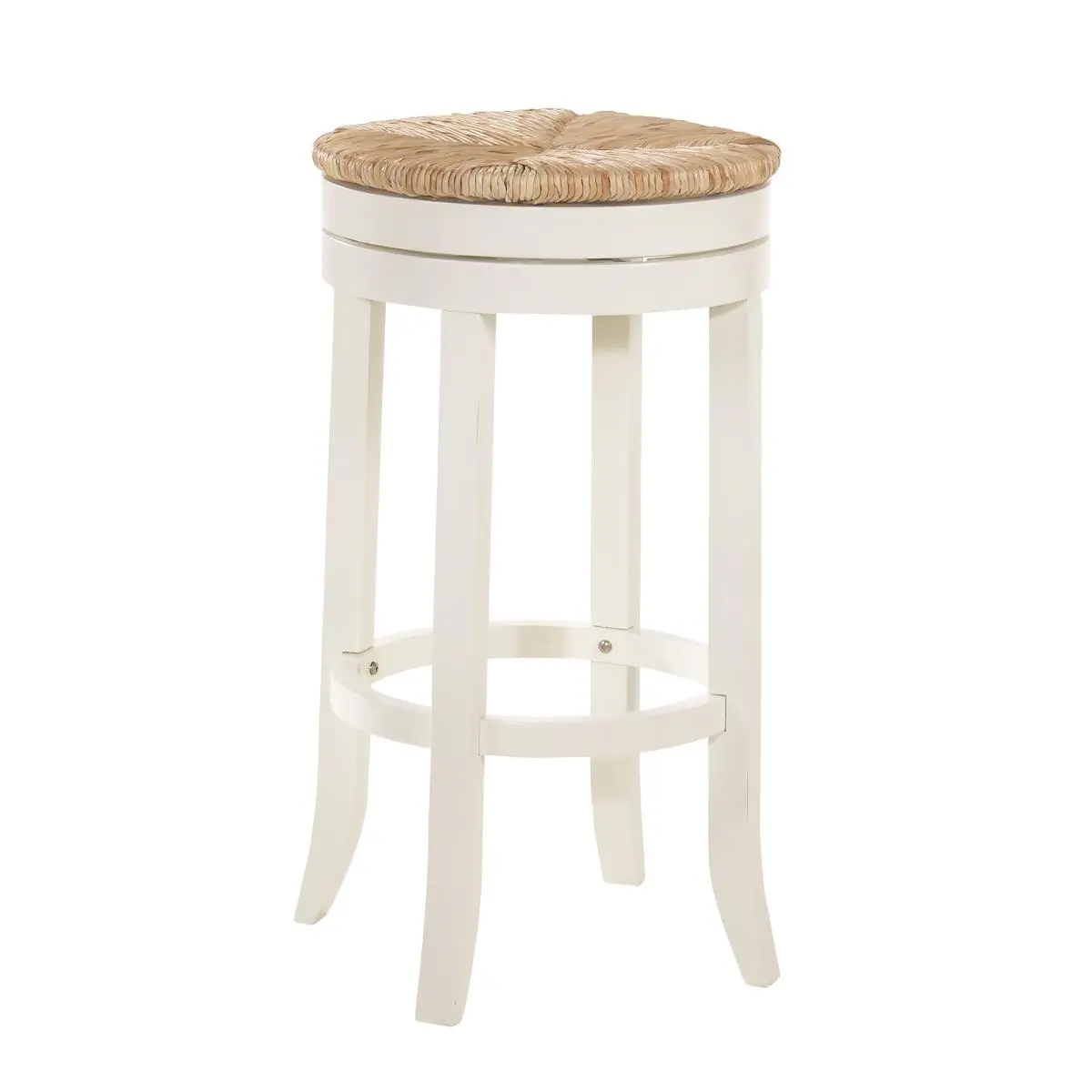 212 MAIN 30 in. Antique White Indoor Counter Stool - Contemporary Style, Swivel-Base, Rush-Seat