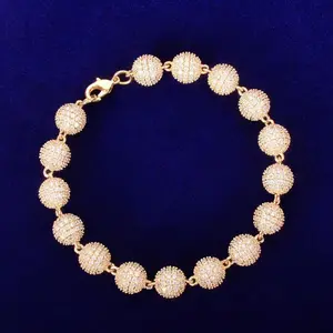 [ICE HUE]18K Gold Vacuum Plated Copper with 5A+ Sri Lanka Zircon Cute Ball Luxury Bracelet Miami Italy Mexico & Micro Inspired for Women & Men Luxury Jewelry,Daily Wear,Casual Gift Hip Hop, StyleTikTokShopBlackFriday
