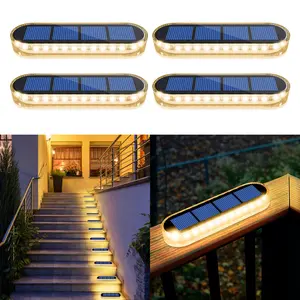 Solar Powered Outdoor Light, Waterproof LED Path Light, Outdoor Solar Step Light, Outdoor Step Lamps, Solar Landscape Lights, Solar Powered Light Bar for Stairs Driveway Walkway Pathway Porch
