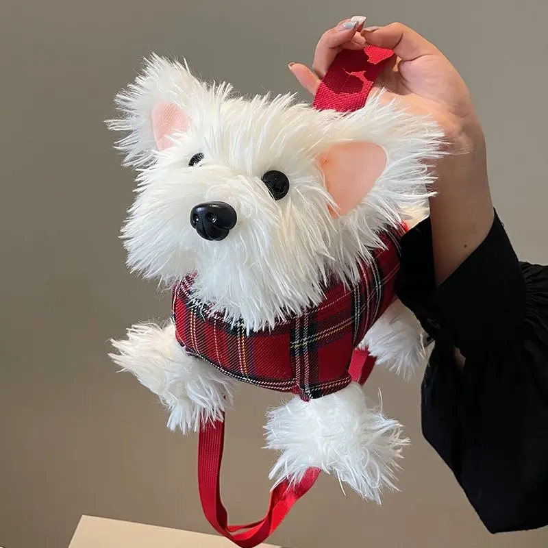 Women's Fuzzy Plush 2026 Zipper Crossbody Bag with Shoulder Strap - Casual Red Plaid Everyday Purses, Graduation-Themed Gift Box Included, Teacher Appreciation Gift