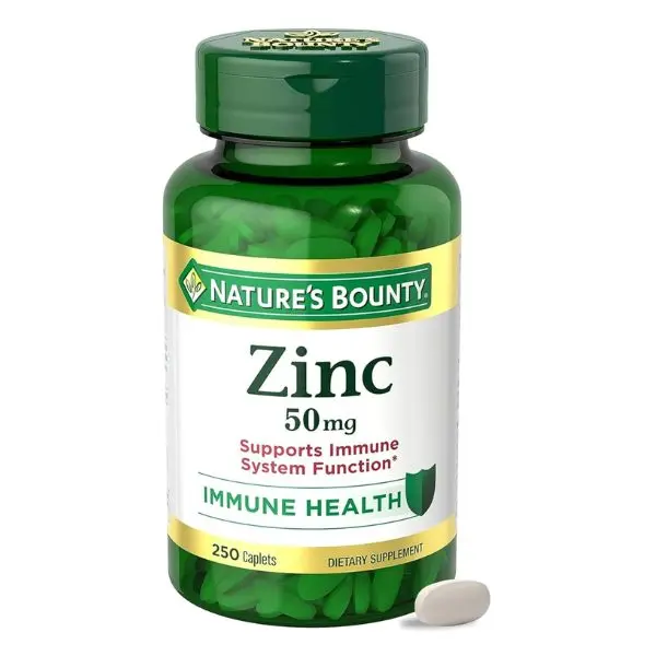 Nature’s Bounty Zinc 50mg, Immune Support & Antioxidant Supplement, Promotes Skin Health 250 Caplets