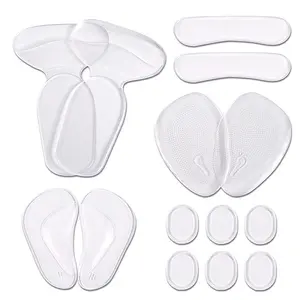 Transparent Foot Care Set Five Pairs Gel Two-in-One Heel Pad Anti-Blister Forefoot Cushion Clear Rear Adhesive