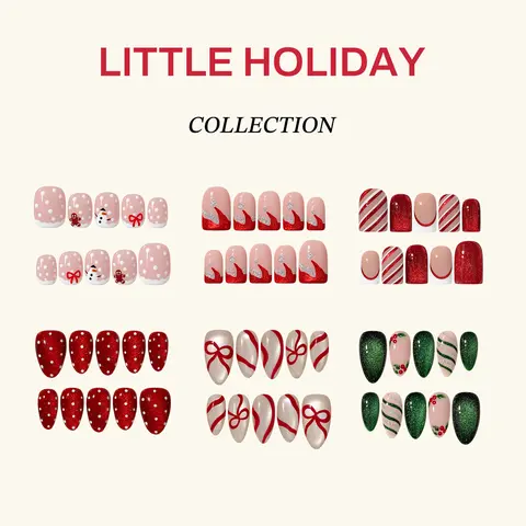 Nailphoria Daily Edit Little Holiday Collection - Handmade Press-On Nails | Reusable, Salon-Quality, Long-Lasting, Glossy Design