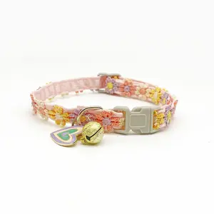 Colorful Lace Flower Pet Collar for Cats & Small Dogs |     Bell Charm, Cute, Adjustable Neck Accessory
