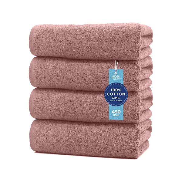 DAN RIVER Premium 100% Cotton 4-Piece Basic Photo Towel Set (22x44 in) - 450 GSM, Ultra Soft, Absorbent, Quick Drying, Lightweight, Unisex Daily Shower Towels, Ideal Gifts, Cotton Bath Towels