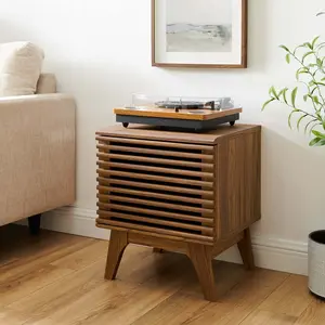Modway Render Vinyl Record Display Stand in Walnut Modway Render Vinyl Record Display Stand in Walnut