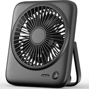 Personal Portable Desk Fan, 4000mAh Small Rechargeable Portable Fan Battery Operated & USB Powered for Travel Sleeping Bedroom Office Home Table, Cordless, Quiet, 4-Speed, 6.5 Inch (Black)