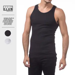 PROLUB Men's 3 Pcs Cotton Ribbed A Shirts Underwear PRO CLUB Tank Top Long Undershirts Thin Expendable Casual Slim Fit Hip Hop Harem