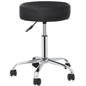 LEMY Metal Frame Backless Classic Massage Salon Stool with Cushion Thickened, Black