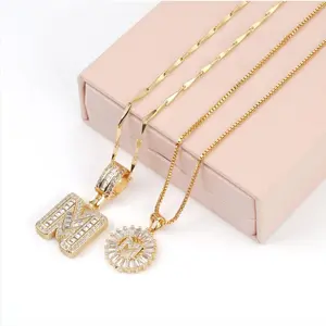 2 Pack Initial Letter Pendant Necklaces for Women, 14K Gold Plated CZ Alphabet Necklace, Adjustable 17–19 Inch Fashion Jewelry tiktokshopspringglowup,summervibes outdoorfun