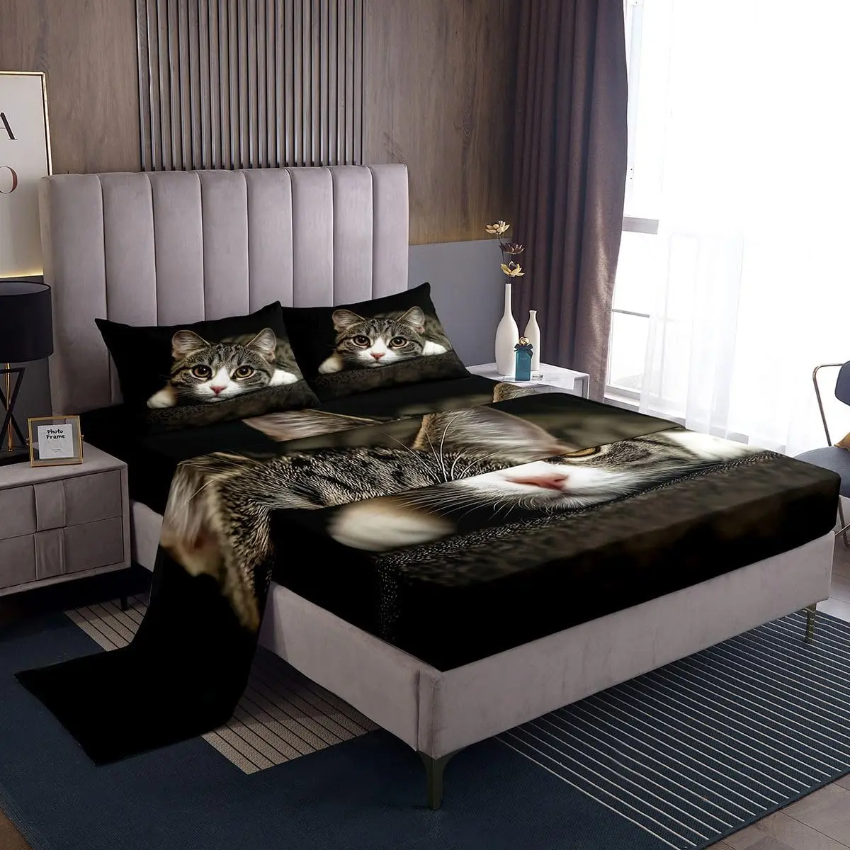 Feelyou 3D Animal Theme Bedding Sheet Sets - Breathable Sheets, Brown Grey Multi-Size Bedding for Teens, Bed Sheet Sets
