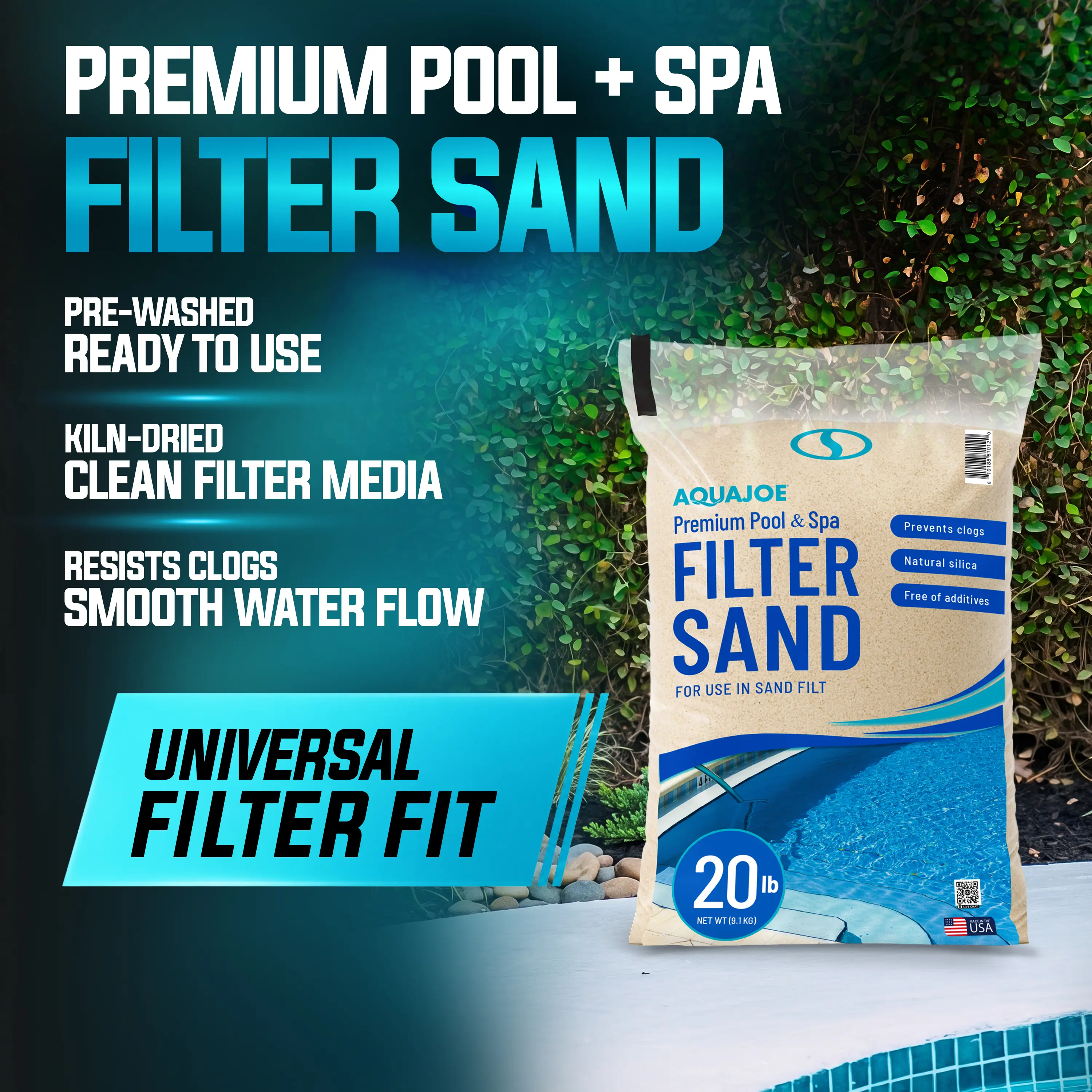 Aqua Joe Premium Clog-Resistant Fltsand Pool & Spa Filter Sand, Natural Silica (Available in Various Lbs Sizes), Bagged Pack