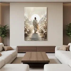 Jesus Walking Toward Light Wall Art Christian Living Room Faith Decor Vintage Home Decor Religious Artwork for Spiritual Home  Ornaments Poster
