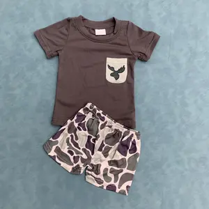 Duck pocket shirt camo shorts kids boy summer outfits