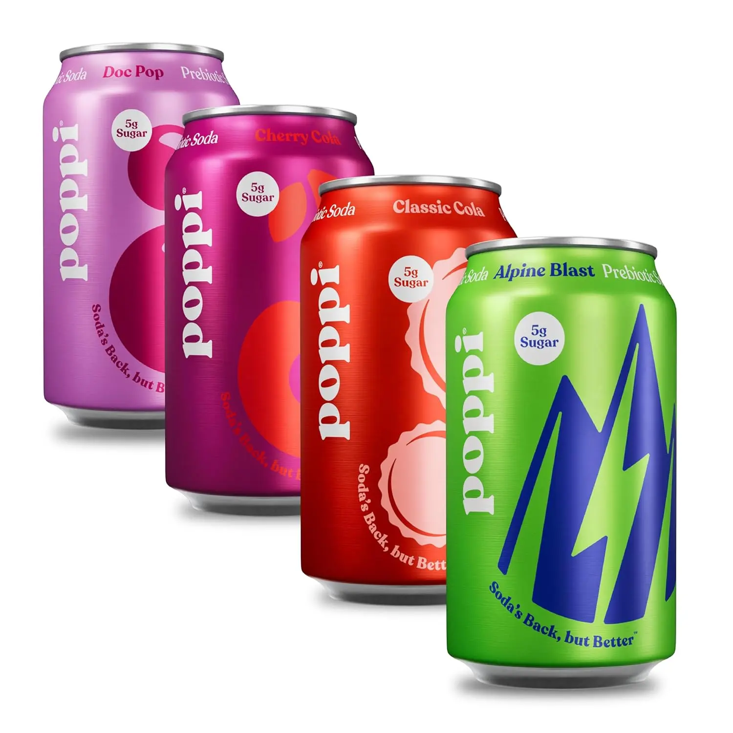 Poppi Prebiotic Soda, Soda Staples Variety, 12oz (Pack of 12), 5g Sugar or Less, 30 Calories or Less per Can, Infused with Apple Cider Vinegar, Gluten-Free, Non-GMO, Vegan