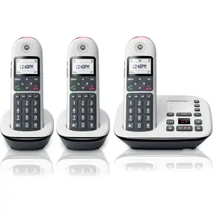 CD5013 Digital Cordless Telephone Phone with Answering Machine(3 Handsets) DECT 6.0 Long Range System, Big Buttons, Big Backlit Display, Audio Assist, Volume Boost, Block up to 1000 Numbers