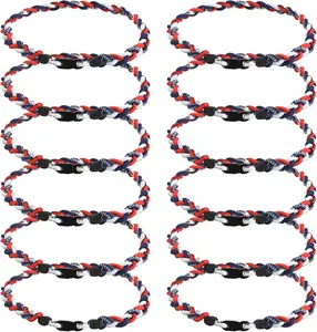 12Pack Baseball Necklaces for Boys, 18inches Braided Rope Tornado Titanium Sports Necklaces, Ideal for Baseball Team Gifts, Party Favors, Baseball Accessories Drip,Multi-Color