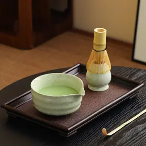 Elegant 4-Piece Japanese Matcha Ceremony Set, Handcrafted Ceramic Bowls, Tea Scoop, Ideal Gift for Tea Lovers, Perfect for Home or Restaurant Use, Matcha Kit Set
