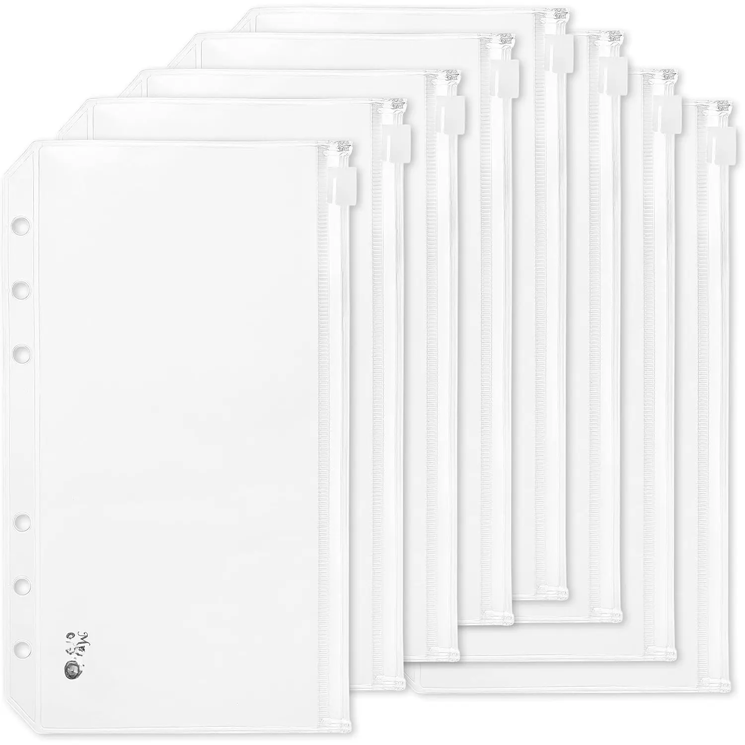 - A6 Binder Inserts and Envelopes, 8 Pack, 6 Holes, Clear Zipper Pouches