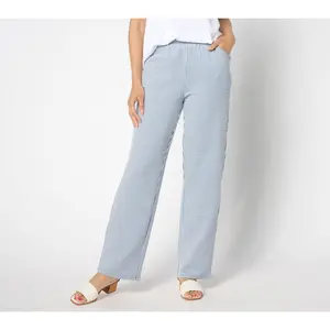 Quacker Factory Short Stretch Seersucker Wide Leg Pant