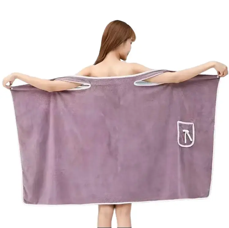 Adjustable Wearable Towel with Pocket – Quick-Drying, Ultra-Absorbent Bath Wrap for Women, Perfect for Home Lightweight