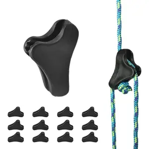 12Pack Ultralight Guyline Tensioners Tent Guyline Cord Rope Adjuster for Outdoor Camping Hiking Tent Tarp Canopy Shelter (Black,fit 1-2.5mm Paracord)