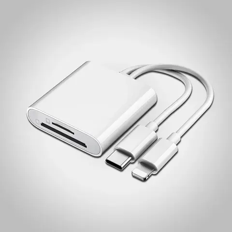 2 in 1 SD & TF Card Reader, 1 Count Portable Type-C Card Reader, Support SD & TF Card, Plug and Play Card Adapter for iPhone for iPad  & Android