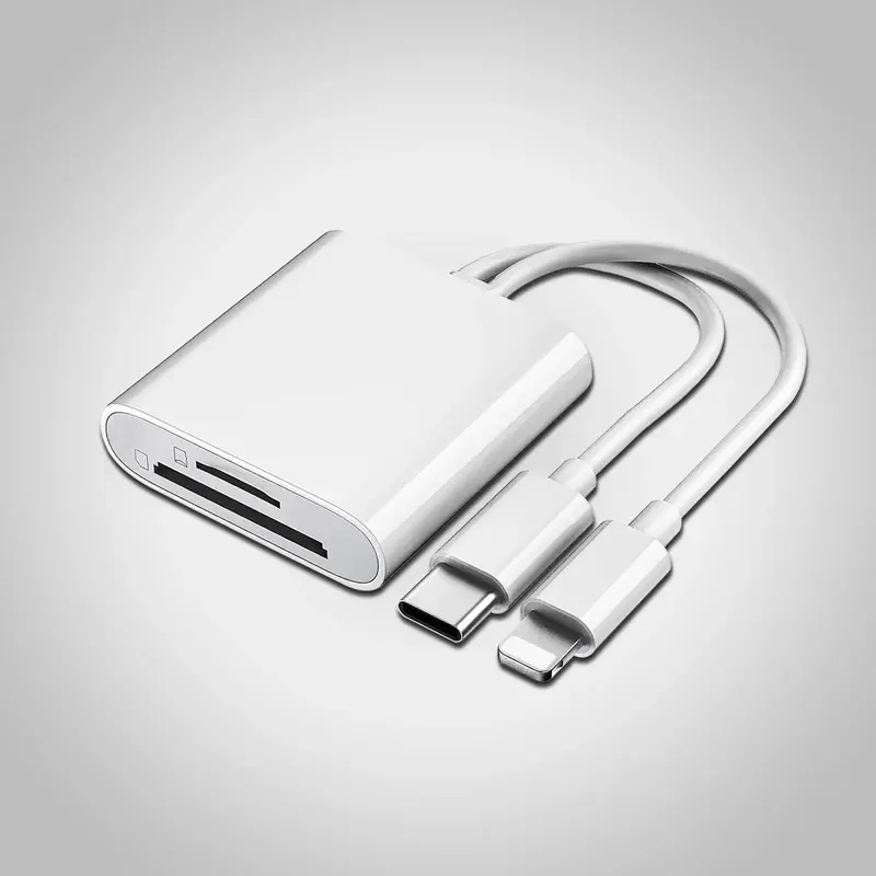 2 in 1 SD & TF Card Reader, 1 Count Portable Type-C Card Reader, Support SD & TF Card, Plug and Play Card Adapter for iPhone for iPad  & Android