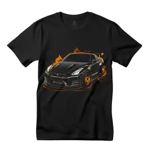 Women's Short-Sleeve T-Shirt - Round Neck, Car Print, Casual Streetwear Top, Stylish Apparel, Shortsleeve, Tshirt