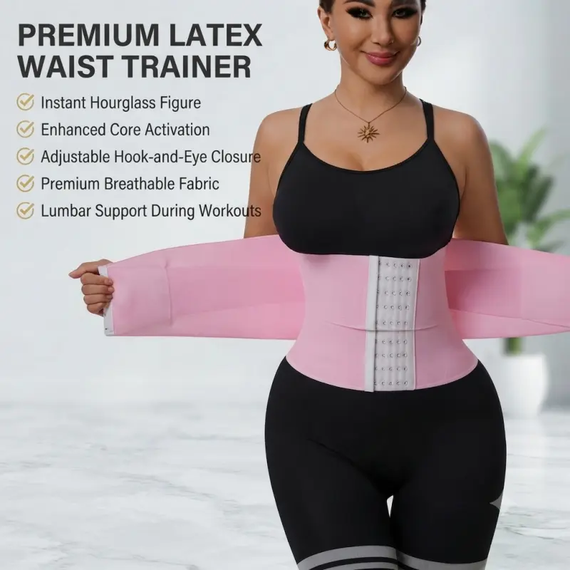 Women's Triple Wrap Waist Trainer Belt, High Elastic NylonTummy Control Waist Cincher with Multi-Row AdjustableHook & Eye Shaping Girdle