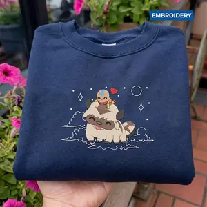 Embroidered Appa Sweatshirt, Flying Bison Shirt, Movie Embroidered Hoodie, Anime Aesthetic Gift for Fans