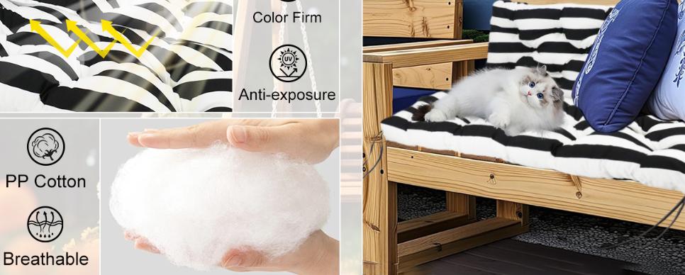 2025 Upgrade Hollywood Swing Cushion Waterproof Thick 5" Outdoor Swing Cushion with Backrest 60"X40" 2-3 Seater Bench Replacement Cushion for Outdoor Furniture Porch Patio Garden