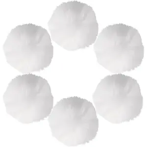 6 Pcs White Faux Fur Fluffy Round Pom Pom Balls with Tiny Cord for Crafts Hat Shoes Garment Hair Pins Earrings Necklace Charm Wedding Accessories