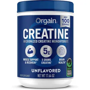 "Buy one product, get a spoon free" Orgain Creatine Monohydrate Micronized Powder, 100 Servings, Unflavored, Supports Muscle Growth, Post Workout Recovery and Brain Health, No Artificial Additives, for Men & Women (Packaging May Vary)